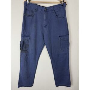 LAPCO FR Men's Cargo Work Pants 35x36 Blue Stained Distressed Grunge Outdoors